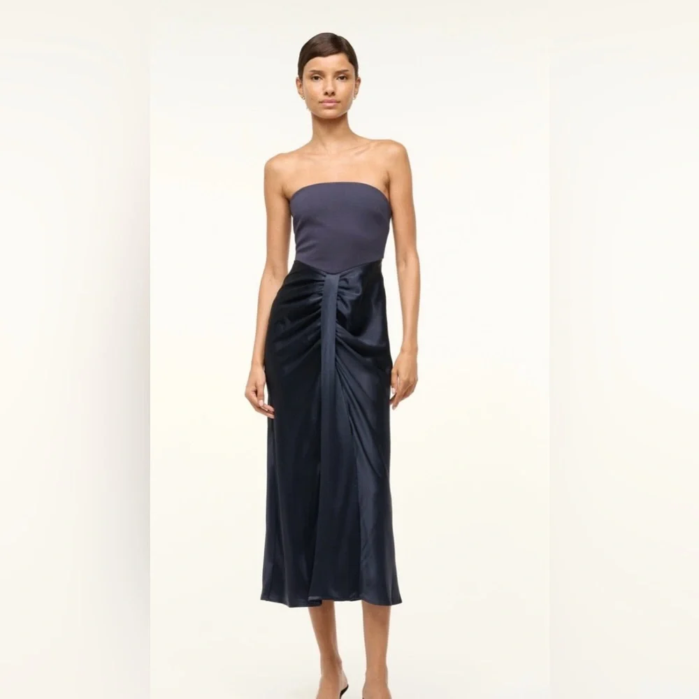 STAUD Navy Midi Wayfaring Dress. Size 0. NWT. - Picture 1 of 8